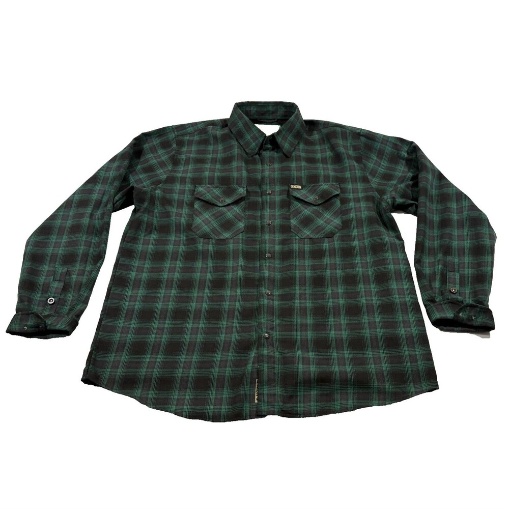Dixxon Flannel McCaffrey Mens LS Pearl Snap Plaid Shirt Green Black Pockets XL